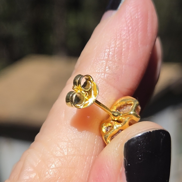 Strawberry/tangerine Raw 2k Tourmaline Sterling & Gold Earrings - Picture 9 of 10